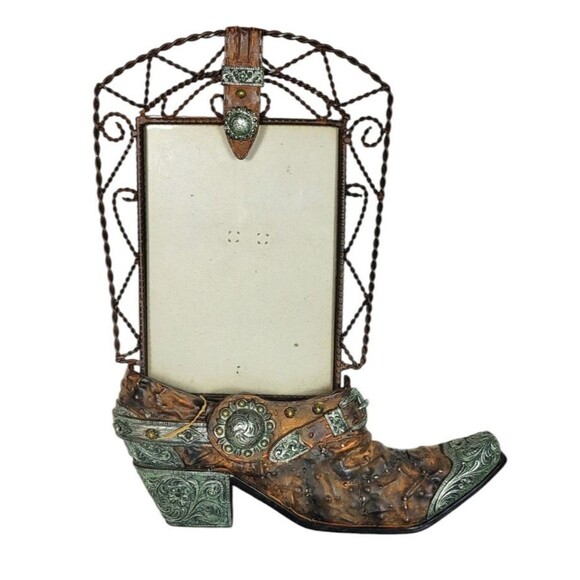 Vintage Boho Western Blingy Rustic Cowboy Boot 5"x7" Picture Frame - Picture 8 of 8